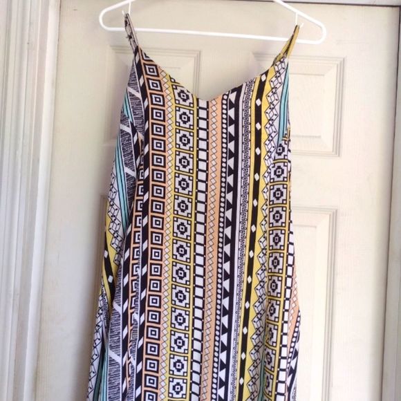 Colorful Geometric pattern V neck Sheth dress size S - Picture 2 of 6